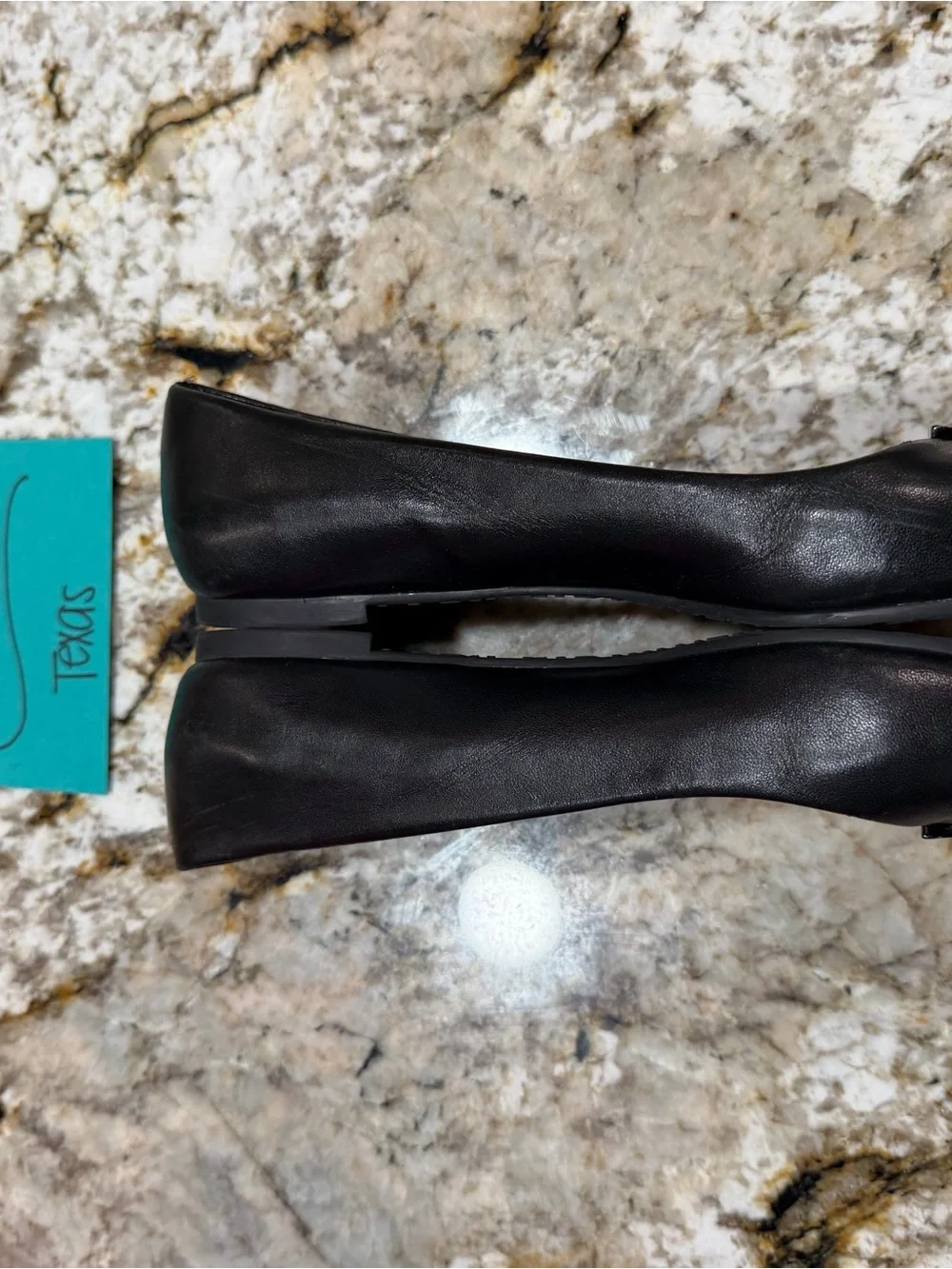 Tory Burch Black Leather Logo Ballet Flats